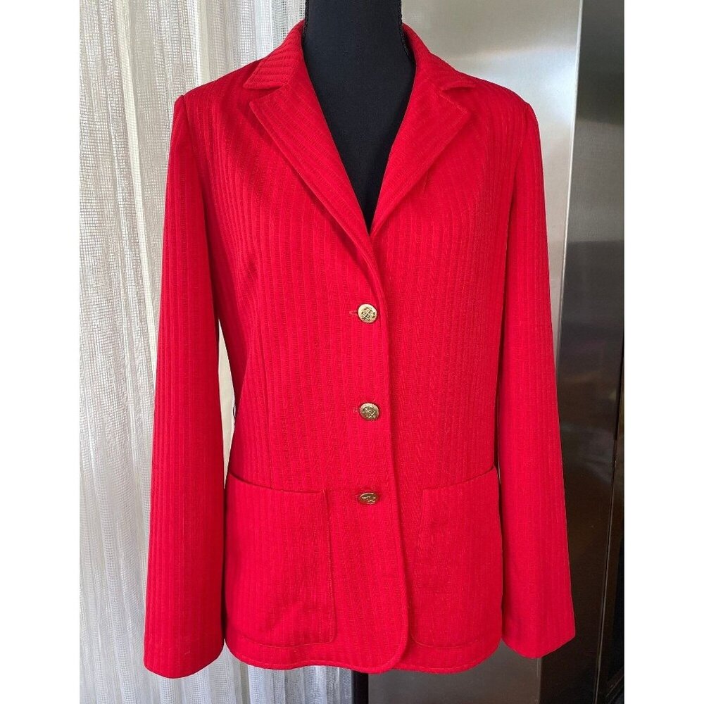 Vintage 80s blazer, cherry red, woman unlined jacket, Hobnobber Canada, 4/6 (S)